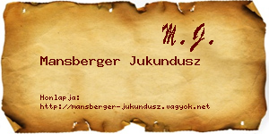 Mansberger Jukundusz névjegykártya